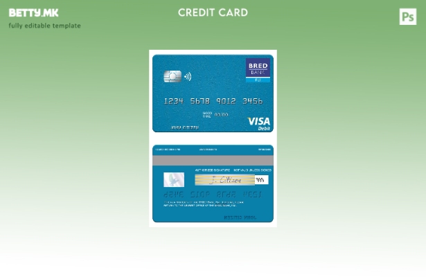 Шаблон за виза дебитна картичка во модерен стил на Fiji BRED Bank